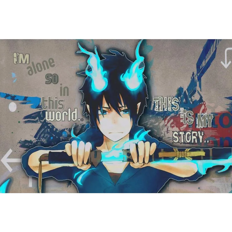 Туфли для косплея Blue Exorcist холст ткань тканевый плакат пользовательские граффити