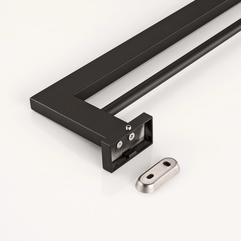 Модная двойная вешалка для полотенец SUS 304 из нержавеющей стали черная квадратная