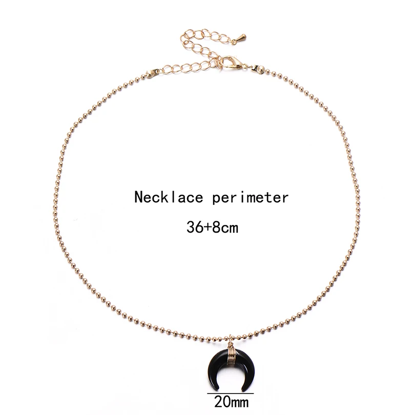 2017 Summer Black Acrylic Horn Moon Choker Necklaces For Women Bohemian Silver Gold Color Collar Necklace Handmade Chain Jewelry | Украшения
