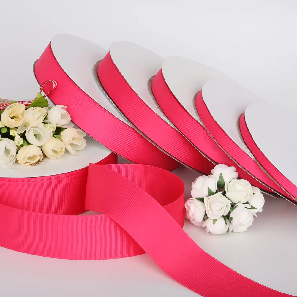 5 ярдов 7 10 15 20 25 38 мм фуксия цвет Grosgrain ленты банты для волос DIY головные уборы