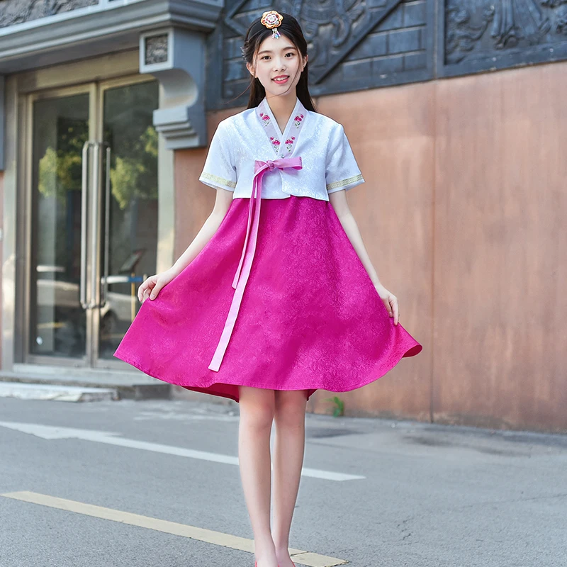 Костюм Hanbok в Корейском стиле элегантное народное платье с вышивкой летняя одежда
