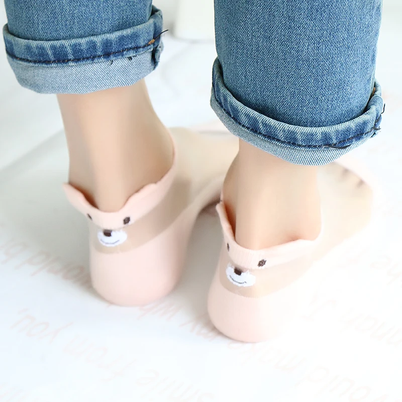

Novelty 2Pairs/Lot Women South Korean 3D Cute Cartoon Bear Cotton Thin Socks Femme Calcetines Students Ankle Meias Streetwear