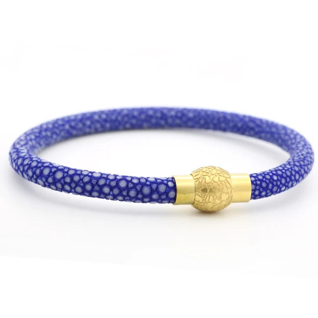 Luxury Stingray Bracelet Charm Men Women 6mm Dia Thailand Pearl Fish Skin Stainless Steel Gold Clasps Genuine Leather Bracelets | Украшения