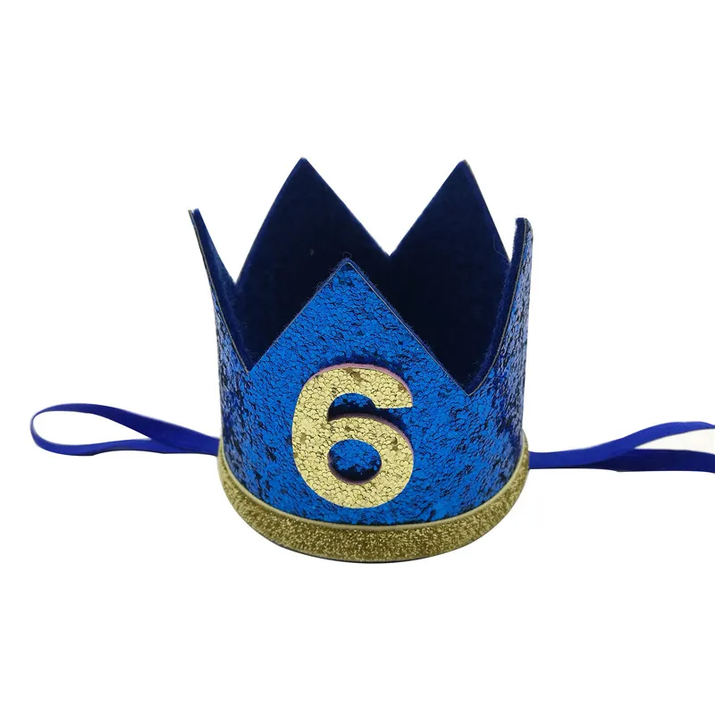 Blue 6 Chicinlife для маленьких девочек и мальчиков 1, 2, 3, 4, 5, 6, 7, 8, 9 лет, шляпа на день рождения, корона, ободки, украшение для дня рождения, украшение для волос - Цвет: Blue 6