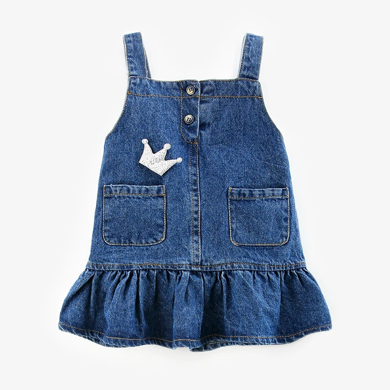 Baby Girls Dress 2018 Summer Cute Kids Dresses For Denim Overalls Costume Blackless Denims Suspender Jeans | Детская одежда и