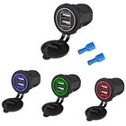 Водонепроницаемый DC 12-24V Dual USB зарядное устройство розетка питания 5V 4.2A для автомобиля лодки морского RV мобильный с проводным предохранителем светодиодный синий белый