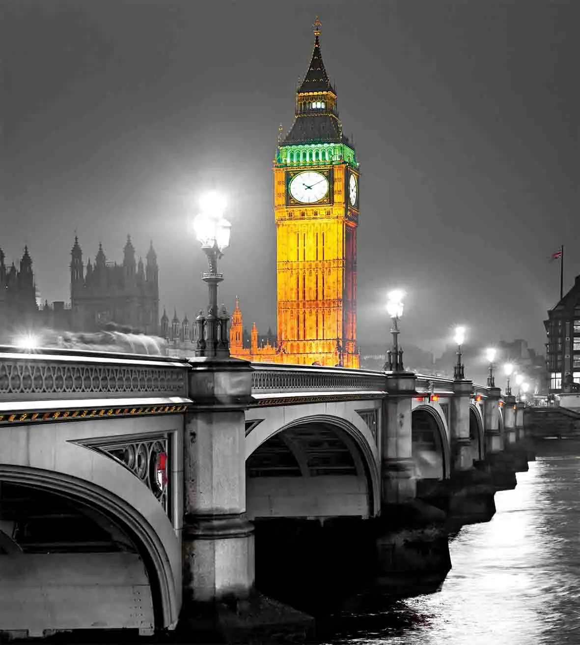 Набор пододеяльников в лондонском стиле King size The Big Ben Westminster мост ночное время