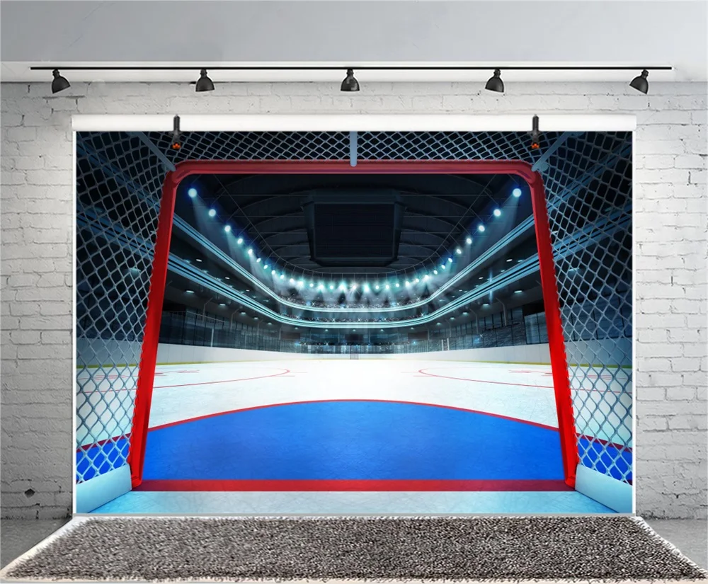 Laeacco Stadium Ice Hockey Game Fans Crowd Scene Photography Backgrounds Customized Photographic Backdrops For Photo Studio | Электроника
