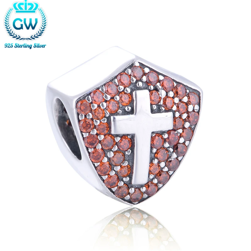 925 стерлингового серебра Стразы Крест Подвески Браслет Религиозный браслет для