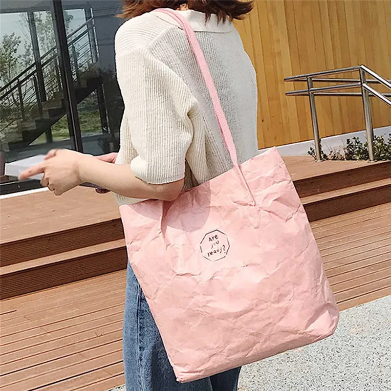 Модные женские сумки из крафт бумаги дизайнерские с защитой от брызг 2019