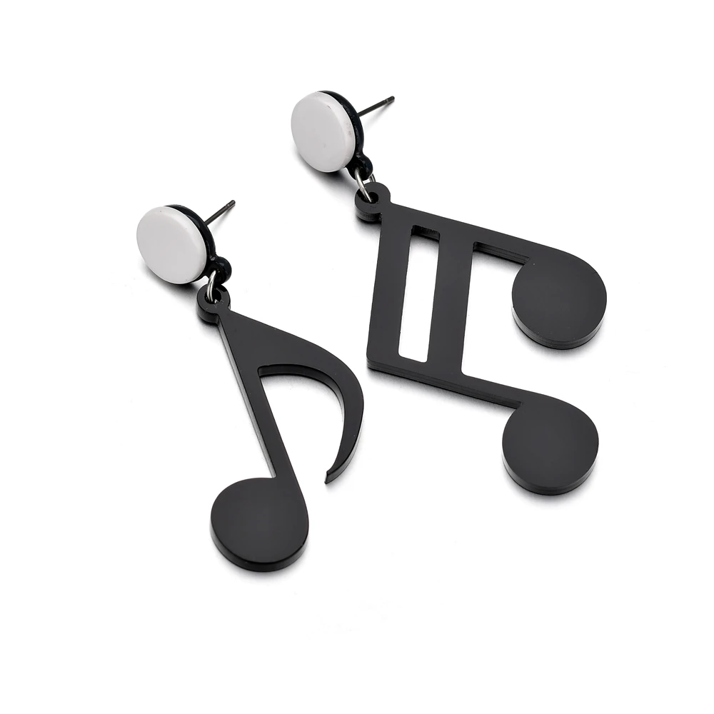 Terreau Kathy Black&ampWhite Women Musical Notes Earrings Ear Stud Party Jewelry Personalized New Punk Trendy Acrylic Music Earring |