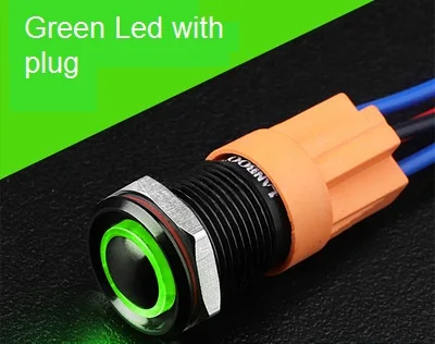 green with socket 12 мм черный металлический кнопочный переключатель самоблокирующийся мгновенный водонепроницаемый кнопочный переключатель 220 В Зеленый кнопочный переключатель с подсветкой - Цвет: green with socket