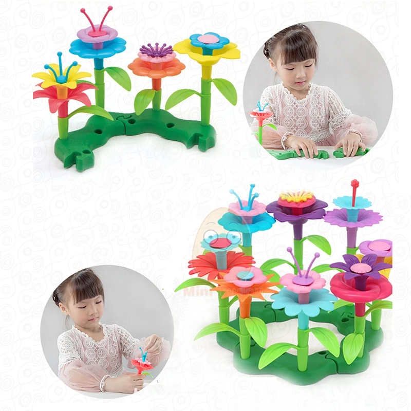 

Dream Garden Series Girls Flower Interconnecting Blocks Toys Educational Assembly Blocks Creative DIY Bricks Toys For Children