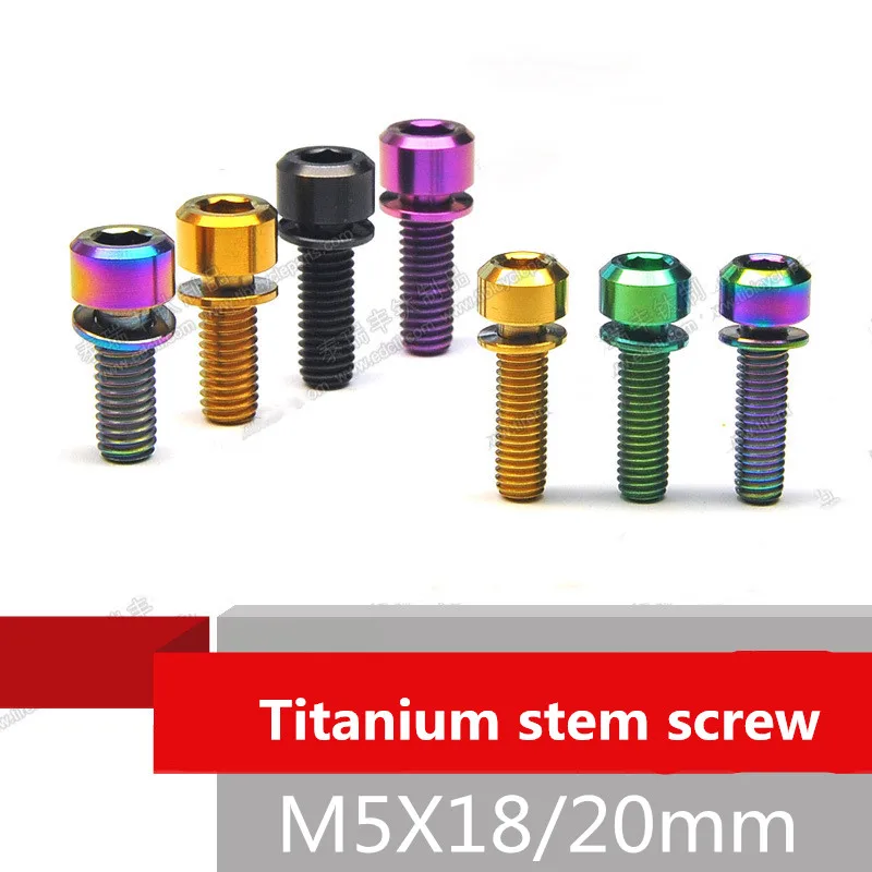 

6 pcs Bicycle headset stem screw titanium M5x18/20mm ultra light anti-embroidering screw stem fixed titanium bolt