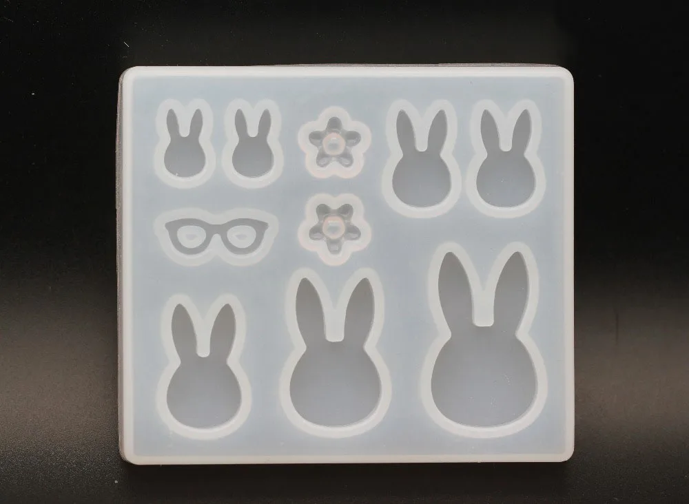 1 шт. форма из жидкого силикона и смолы кролик в очках подвески для