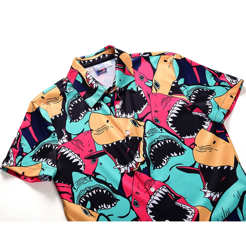 Мужские комбинезоны с принтом акулы из мультфильма короткий рукав 3d комбинезон