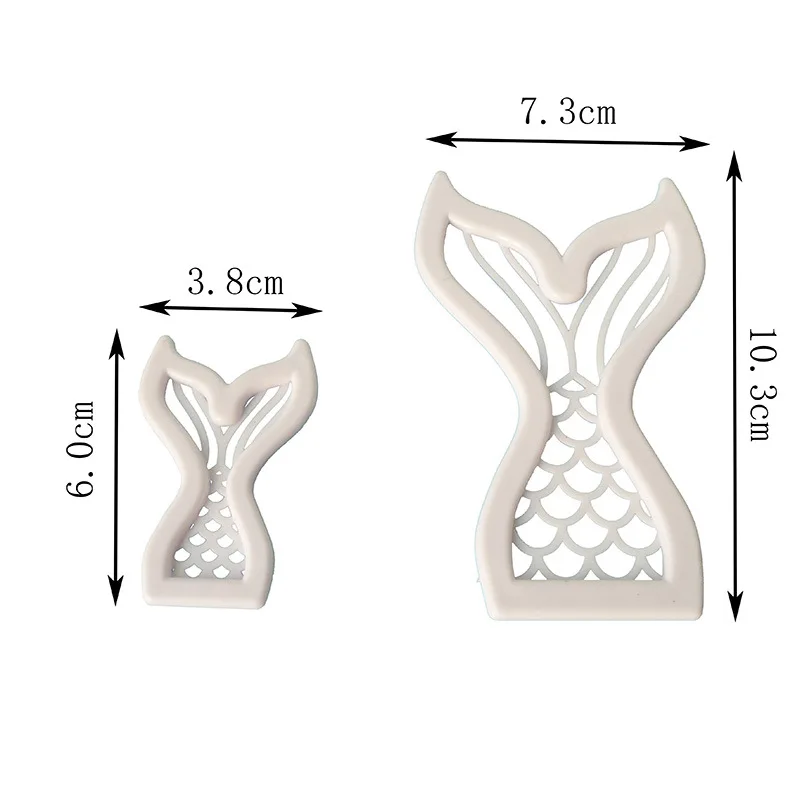 

2pcs/set Mermaid Fish Tail Baking Tools Cake Mould Piece Diamond Spring Die DIY Decorating Fondant Mould Cake Mould A1451