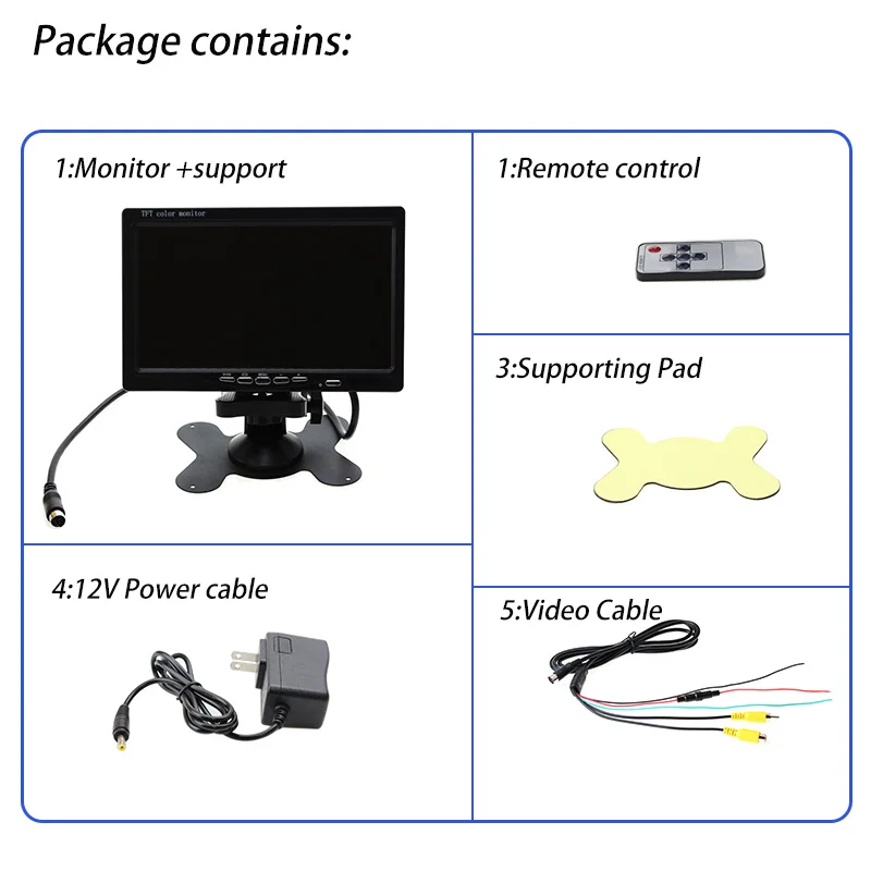 HaiSunny 7 дюймов 1024x600 автомобильный монитор с HDMI входом VGA AV вход TFT LCD CCTV безопасности