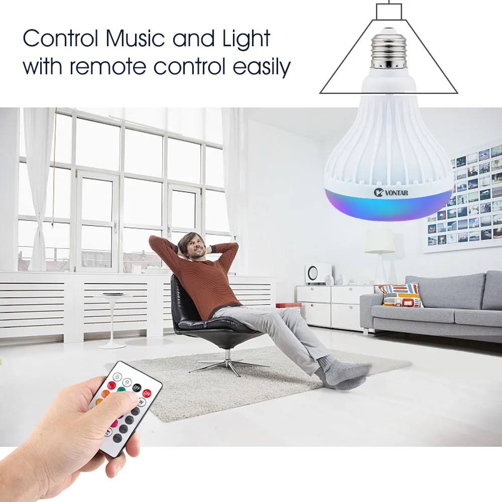 Маленькие bluetooth колонки для телефона + 12 Вт RGB лампа Светодиодная 110 В 220 умная