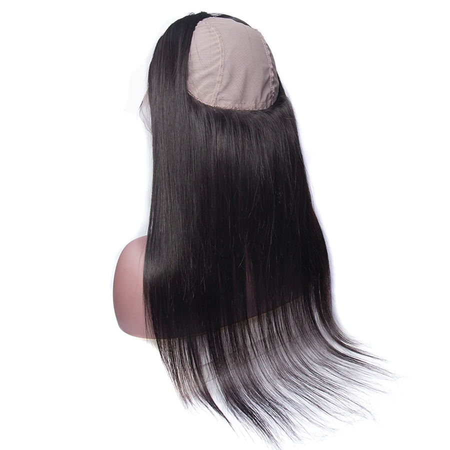 Прямые волосы 360 кружевной фронтальный с крышкой предварительно выщипанные
