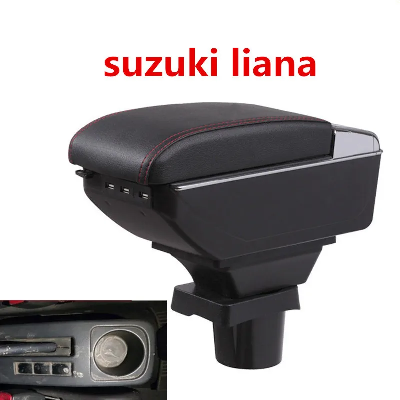 Для suzuki liana подлокотник коробка центральный магазин содержание коробка для хранения подлокотник коробка с подстаканником пепельница USB интерфейс