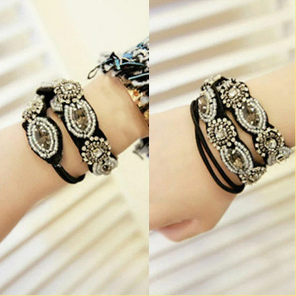 

Women Retro Crystal Rhinestone Beads Headband Hair Band Female Elegant Mysterious Hairband Headwear Hair Accessories Girls