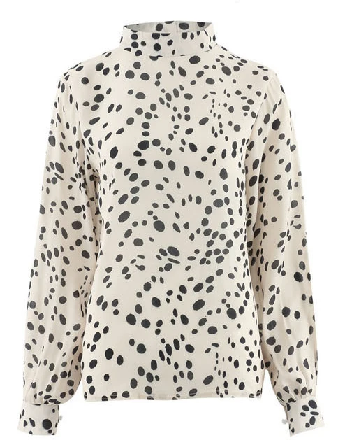 AVODOVAMA M Fashion Leopard Girls Shirts High Quality Chiffon Women Blouses Long Sleeve Turtleneck Khaki Purple Colors Tops |