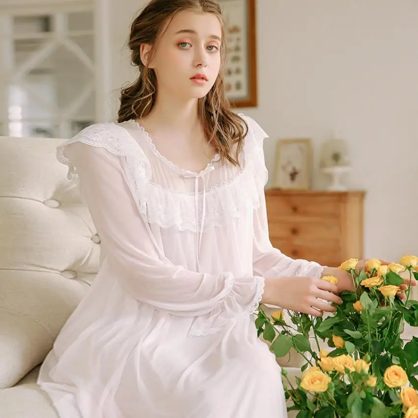 Пикантная прозрачная одежда для сна из мягкой шелковой пряжи Женская кружевная