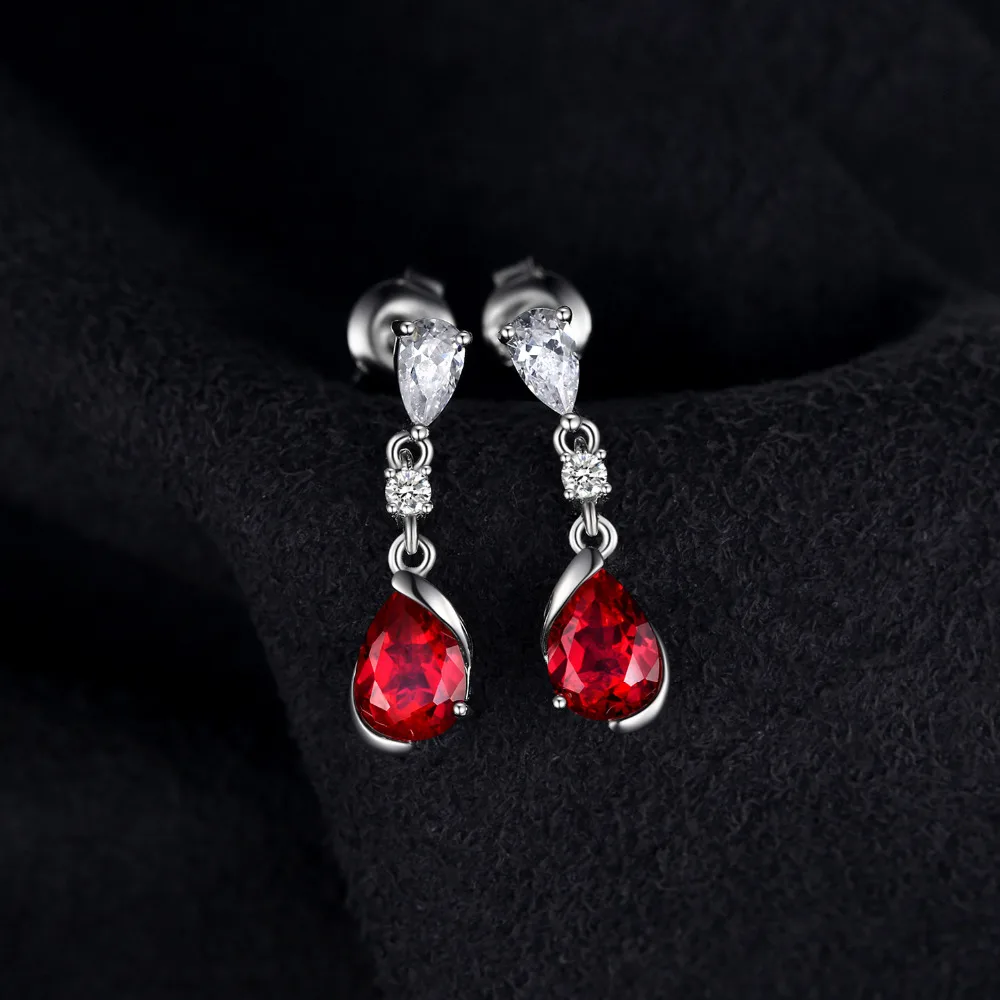 Ювелирный дворец 2.4ct создан рубиновые висячие серьги 925 пробы серебряные для
