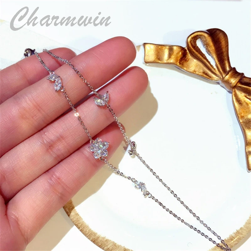 

Charmwin новые модные очаровательные браслеты женские браслеты с кубическим цирконием Цветочная цепочка браслеты ювелирные изделия PS241