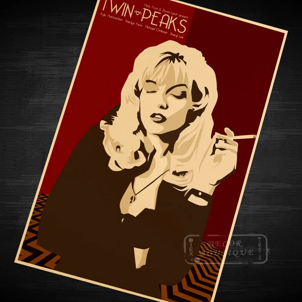 Фильм ужасов Твин Пикс фильм 1990 ВИНТАЖНЫЙ ПЛАКАТ в стиле ретро из крафт-бумаги