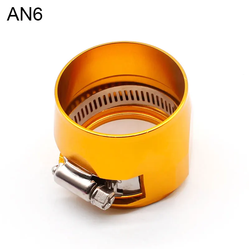AN6 GOLD Car Accessories Oil Fuel Hose Clamp Hex Finishers Aluminum Hose End Fitting Oil Water Pipe Adapter AN4 AN6 AN8 - Цвет: AN6 GOLD