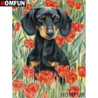 homfun full squareround drill 5d diy diamond painting dog flower embroidery cross stitch 3d home decor gift a13021