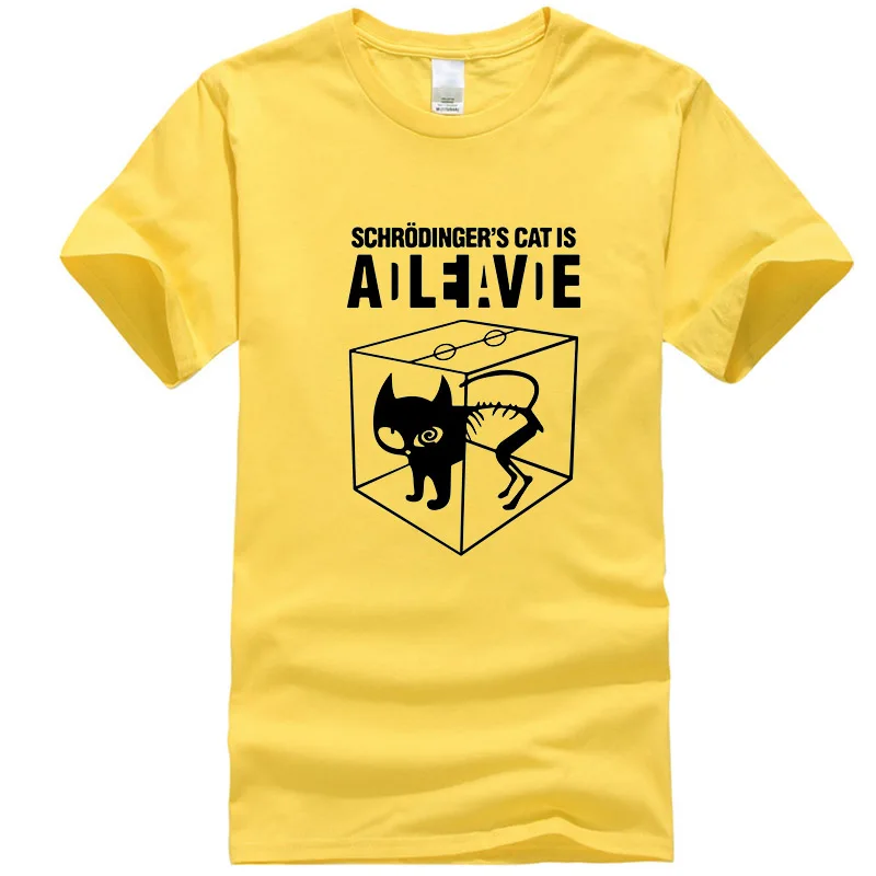 Мужские футболки, высокое качество, хлопок, Schrodinger's Cat, с коротким рукавом, Мужская футболка, повседневная, The Big Bang Theory, Мужская футболка - Цвет: Yellow 1