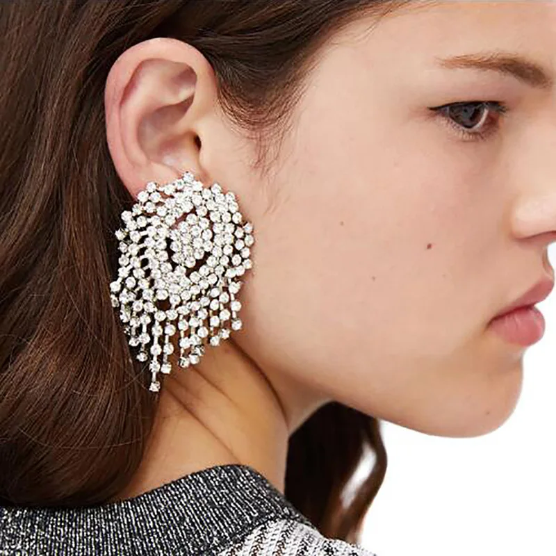 Ретро-дизайн 5 цветов мозаика кристалл металлические серьги женские