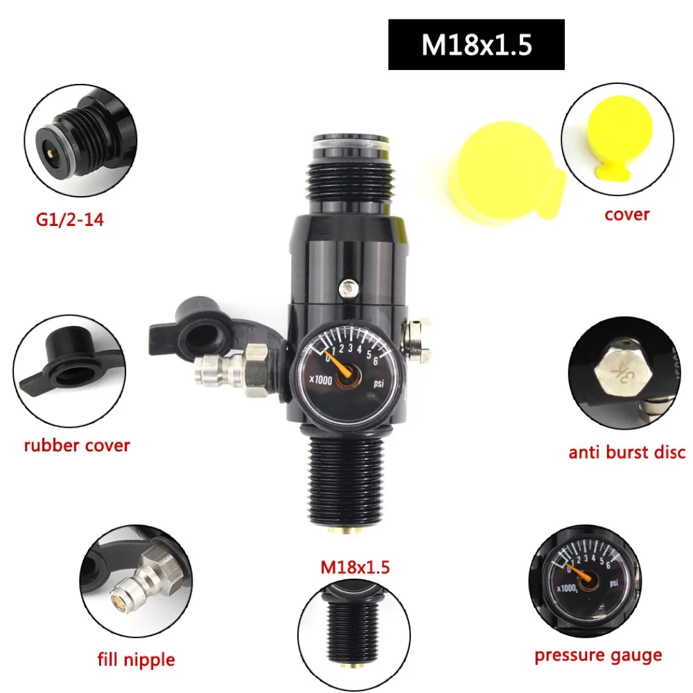 PCP Пейнтбол ВВС HPA Регулятор цилиндра M18x1.5 CF бак клапан 850psi 1500psi 1800psi 2200psi выход 4500psi давление на входе