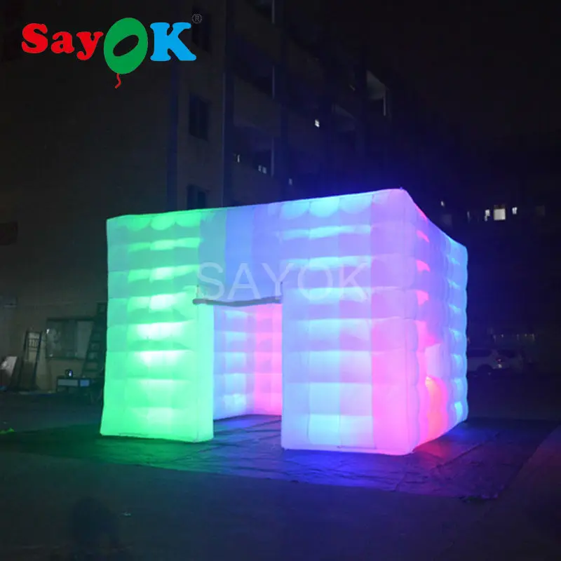 للبيع جميلة 6 متر * 6 متر * 2.5 متر نفخ خيمة المعرض خيمة نفخ مكعب مع متعدد الألوان أضواء Led ل عرس حزب زينة
