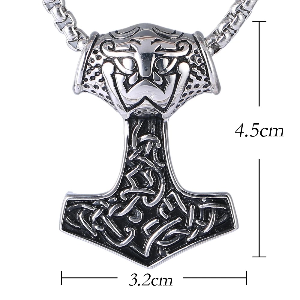 Ожерелье из нержавеющей стали для мужчин огромный Молот Тора Mjolnir амулет Викинга