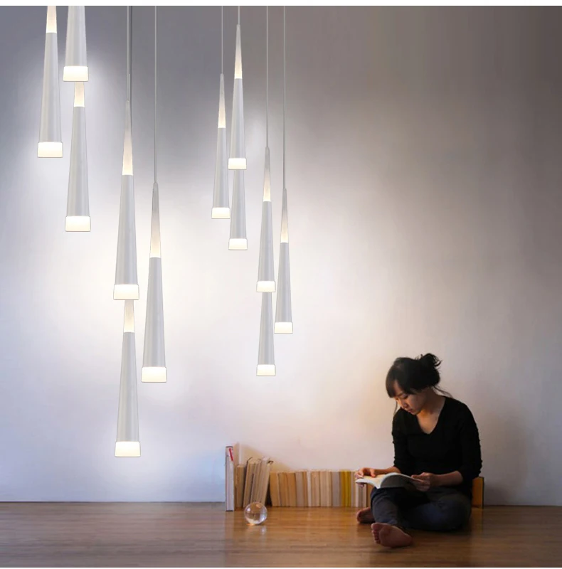 Art decor 1.5 3.8M long Led Cone подвесные светильники для лестницы повышенной высоты Студия