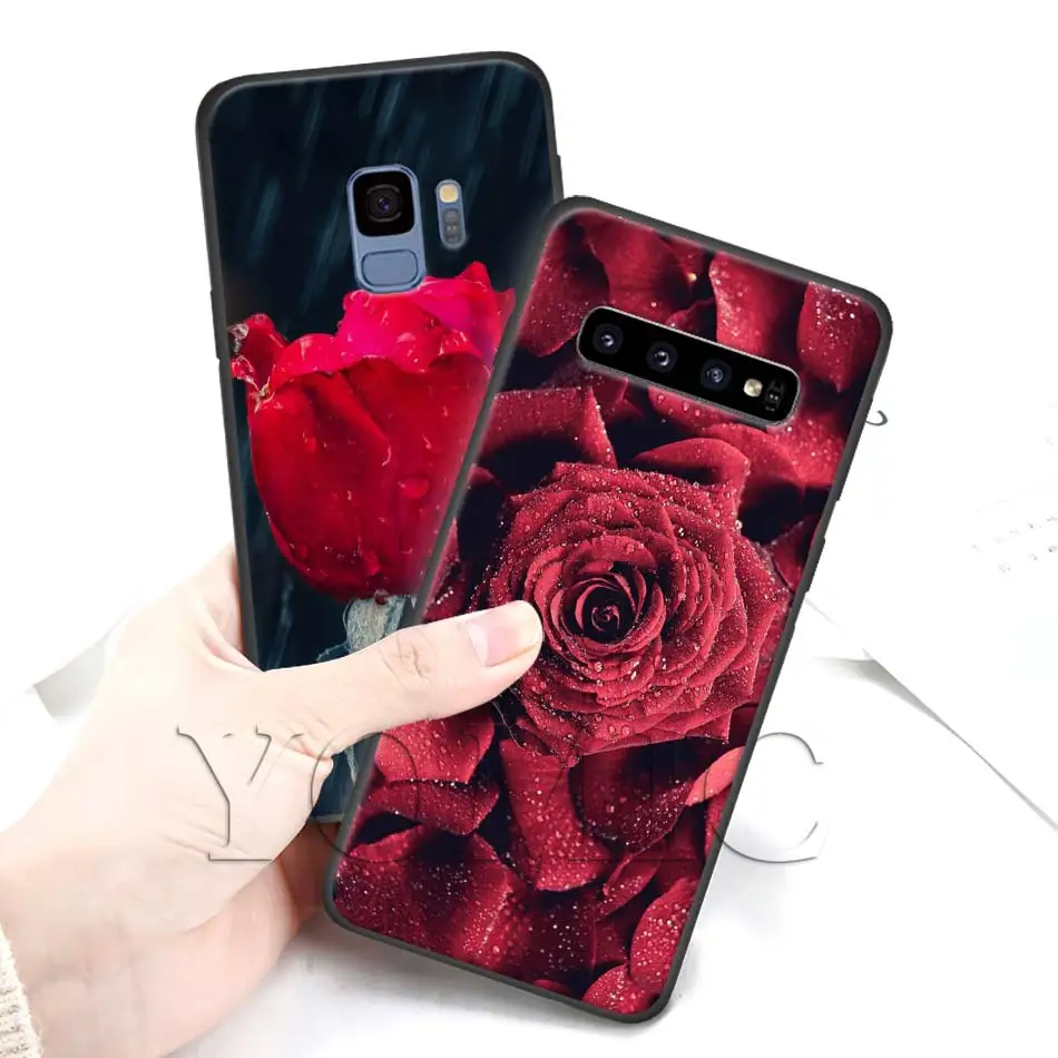 Красная роза черный чехол для Samsung Galaxy S20 FE S21 Примечание 20 Ультра S10 10 Lite S9 плюс S8 S10e