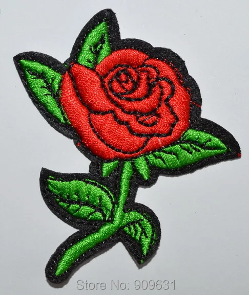 

30x Good Quality ! Red roses flower Green Leaves Leaf floral bouquet retro boho applique iron on patch