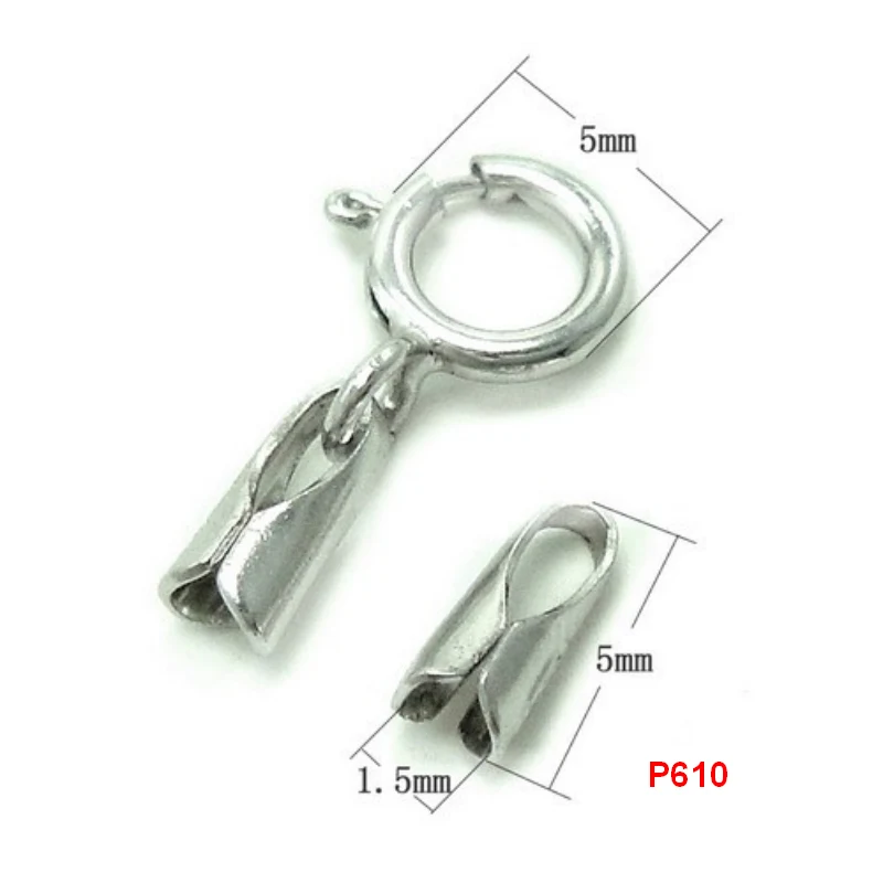 XD стерлингового серебра 925 заглушка с пружинными зажимами для кожаный шнур