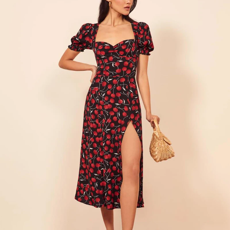 Летнее женское повседневное приталенное платье с принтом | Женская одежда