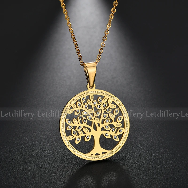 Letdiffery Tree of Life ожерелья с подвесками стразы на цепочке Длинные ожерелья для женщин Рождественский подарок Прямая поставка