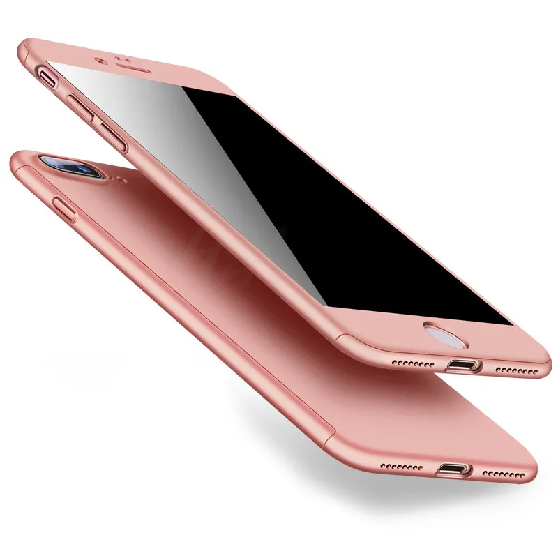 Розовый H& A Роскошный 360 Полный чехол для телефона iPhone 7 8 6 6s Plus 5 5S SE защитный чехол для iPhone X XR XS Max чехол со стеклом - Цвет: Розовый