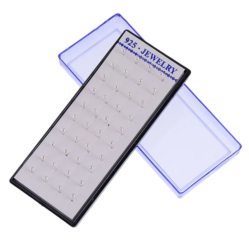 3mm 20 пар/кор. мини серьги-гвоздики Медные шарики серебристого цвета серьги-гвоздики для женщин и девочек Ювелирные изделия Подарки 2 мм/3 мм/4 мм/5 мм/6 мм - Окраска металла: 3mm