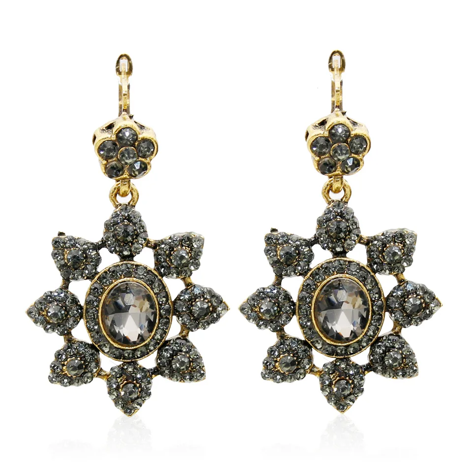 Изысканные Винтажные висячие серьги Стразы цветочное ожерелье индийские