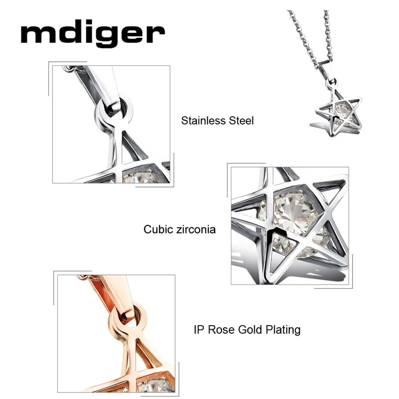 Mdiger Новинка 2017 года женские ожерелья из нержавеющей стали в форме звезды Любви