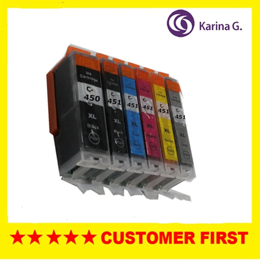 

1Set 6 Color for PGI-450 CLI-451 PGI450 XL PGI 450 CLI 451 PGI-450XL Ink Cartridges For Canon Pixma MG6340 MG7140 IP8740 Printer