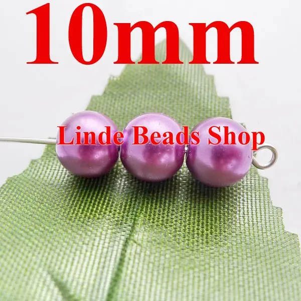 

160pcs 10mm glass pearl beads christmas ornament loose round beads for jewelry, decoration, pale purple colour GP010016